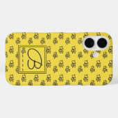 Coques Case-Mate iPhone Yellow Summer Bees Monogramme Motif (Verso (horizontal))