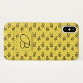 Coques Case-Mate iPhone Yellow Summer Bees Monogramme Motif (Dos (Horizontal))