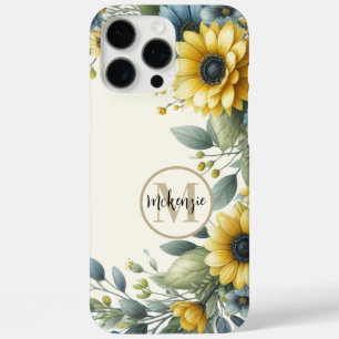 iPhone 16 Pro Max Case Yellow Sunflower Boho Bohemian Monogramme