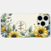 Coques Case-Mate iPhone Yellow Sunflower Boho Bohemian Monogramme (Verso (horizontal))