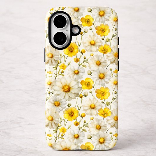 Coques Case-Mate iPhone Yellow Watercolor Wildflower Pattern 