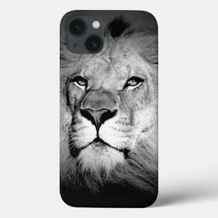 iPhone 13 Coque Yeux Lion Noir et Blanc