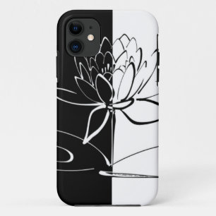 Coques Pour iPhone Yin Yang Fleur de Lotus Noir et Blanc