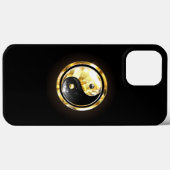 Coques Case-Mate iPhone Yin Yang or sur noir (Verso (horizontal))