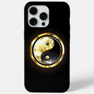 Coque iPhone 15 Pro Max Yin Yang or sur noir