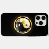 Coques Case-Mate iPhone Yin Yang or sur noir (Verso (horizontal))