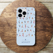Coques Case-Mate iPhone Yoga Poses amusant & Bleu mignon Personnalisé