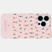 Coques Case-Mate iPhone Yoga Poses amusant & Rose mignon Personnalisé (Verso (horizontal))