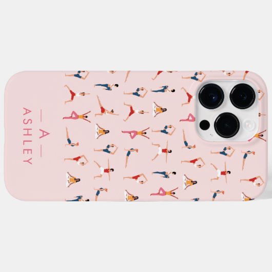 Coques Case-Mate iPhone Yoga Poses amusant & Rose mignon Personnalisé (Verso (horizontal))