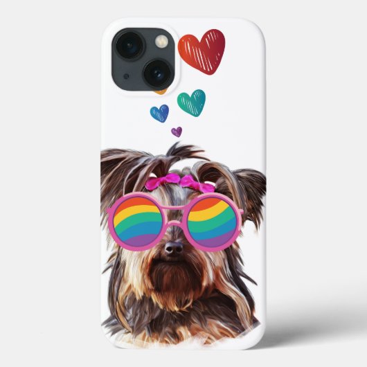 Coques Case-Mate iPhone Yorkie Chien avec coeurs Saint-Valentin  (Verso)