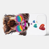 Coques Case-Mate iPhone Yorkie Chien avec coeurs Saint-Valentin  (Verso (horizontal))
