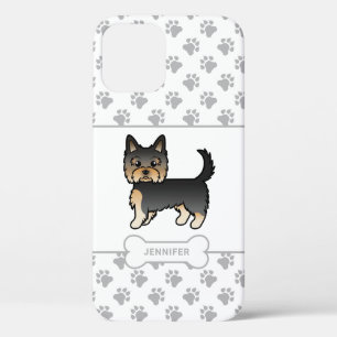 Case-Mate iPhone Case Yorkie noir et feu avec pattes, os de chien et nom