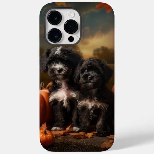 Coques Case-Mate iPhone Yorkipoo chiot Automne Délice Citrouille (Verso)