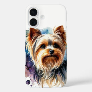 Coques iPhone 16 Yorkshire Terrier Aquarelle