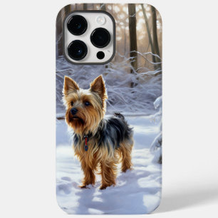 Coque Pour Pour iPhone 14 Pro Max Yorkshire Terrier Laisser Neige Noël
