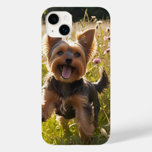 Coque Pour iPhone 14 Plus Yorkshire Terriers Jouer dans l'herbe