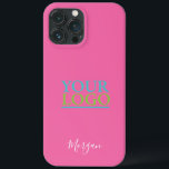 Case-Mate iPhone Case Your Logo/Art/Photo, Name in White Script, Pink<br><div class="desc">Personalize with your Logo,  Art or Photo and name in white script on pink background.</div>