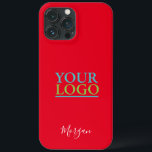 Case-Mate iPhone Case Your Logo/Art/Photo, White Script Name, Red<br><div class="desc">Personalize with your Logo,  Art or Photo and name in white script on red background.</div>