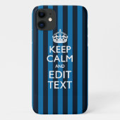 Coques Case-Mate iPhone Your Text on Keep Calm Blue Stripes Style (Dos)