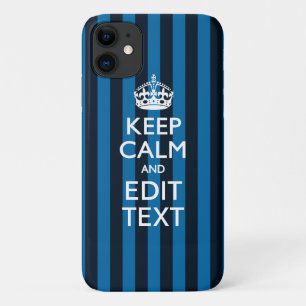 Coques Pour iPhone Your Text on Keep Calm Blue Stripes Style