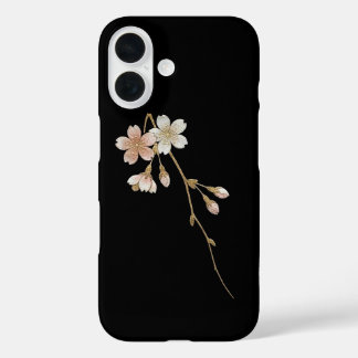 Coques iPhone 16 Yozakura Elegance: Golden Sakura & Midnight Black