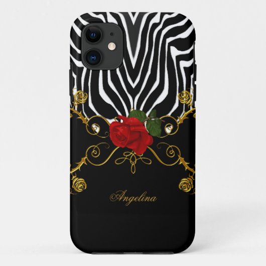 Coques Case-Mate iPhone Zebra Abstraits Roses Rouge Noir Blanc Or (Dos)