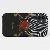 Coques Case-Mate iPhone Zebra Abstraits Roses Rouge Noir Blanc Or (Dos (Horizontal))