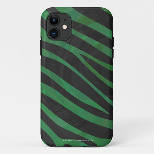 Coques Case-Mate iPhone Zebra Black et Green Print (Dos)