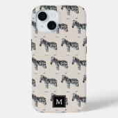 Coques Case-Mate iPhone Zebra Exotic Animal Motif Beige Monogramme (Verso)