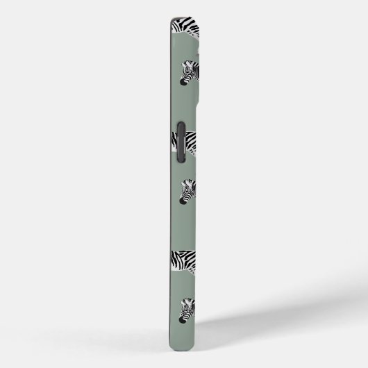Coques Case-Mate iPhone Zebra Exotic Animal Motif Sage Green Monogramme (Verso / Droite)