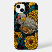 Coques Case-Mate iPhone Zebra finch et buisson rose (Verso)