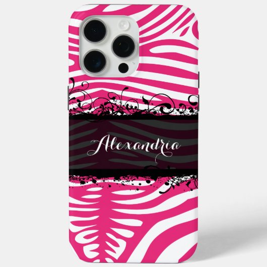 Coques Case-Mate iPhone Zebra Lovers Motif rose et noir (Verso)