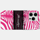 Coques Case-Mate iPhone Zebra Lovers Motif rose et noir (Verso (horizontal))