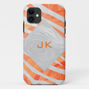 Coque Case-Mate Pour iPhone Zebra Monogram orange et blanc
