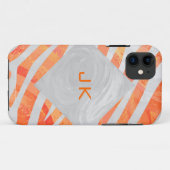 Coques Case-Mate iPhone Zebra Monogram orange et blanc (Dos (Horizontal))