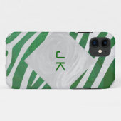 Coques Case-Mate iPhone Zebra Monogramme Vert et Blanc Impression (Dos (Horizontal))