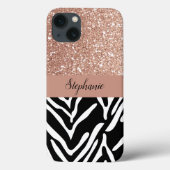 Coques Case-Mate iPhone Zebra Motif d'impression et Rose de dégradé Partie (Verso)
