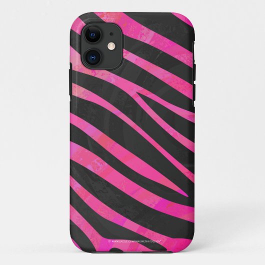 Coques Case-Mate iPhone Zebra noir et rose chaud (Dos)