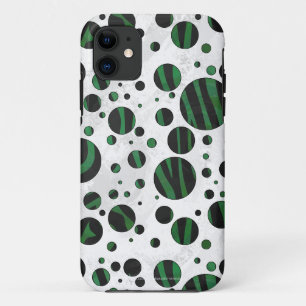 Coque Case-Mate Pour iPhone Zebra noir et vert Polka point