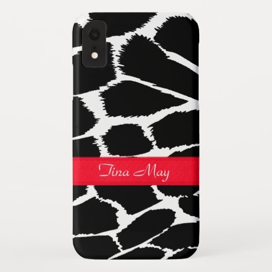 Coques Case-Mate iPhone Zebra poster de animal noir rouge (Dos)