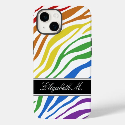 Coques Case-Mate iPhone Zebra Print Mix Rainbow (Verso)