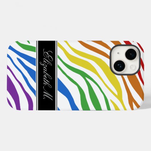 Coques Case-Mate iPhone Zebra Print Mix Rainbow (Verso (horizontal))