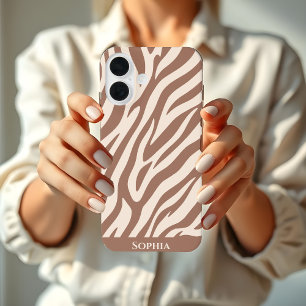 Coques iPhone 16 Zebra Print-Mocha Mousse