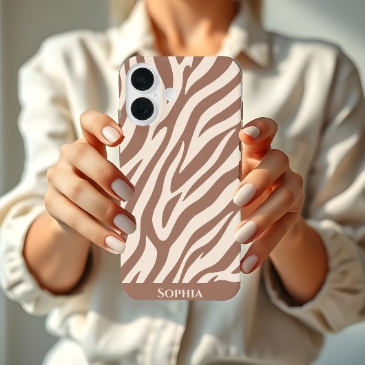 Coques Case-Mate iPhone Zebra Print-Mocha Mousse
