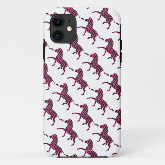 Coques Case-Mate iPhone Zebra Silhouette noir et rose chaud (Dos)