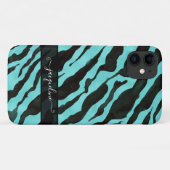 Coques Case-Mate iPhone Zebra Skin Motif Aqua Blue Black Chic Nom (Dos (Horizontal))