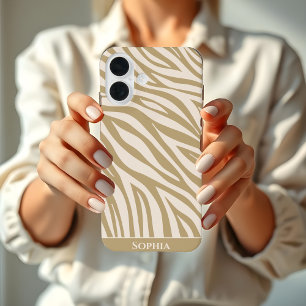 Coques iPhone 16 Zèbre - Beige-Imprimé