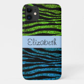Coques Case-Mate iPhone Zèbre Bleu, Zèbre Vert, Zèbre Parties scintillant, (Dos)
