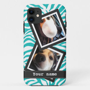 Case-Mate iPhone Case Zèbre de turquoise avec 2 photos carrées