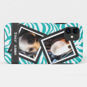 Coques Case-Mate iPhone Zèbre de turquoise avec 2 photos carrées (Dos (Horizontal))